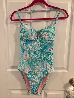 Lilly Pulitzer ladies Aqua Floral One-Piece Swimsuit - size 6